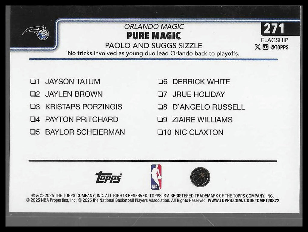 2025-2026 Topps Basketball Pure Magic Paolo And Suggs Pink Parallel