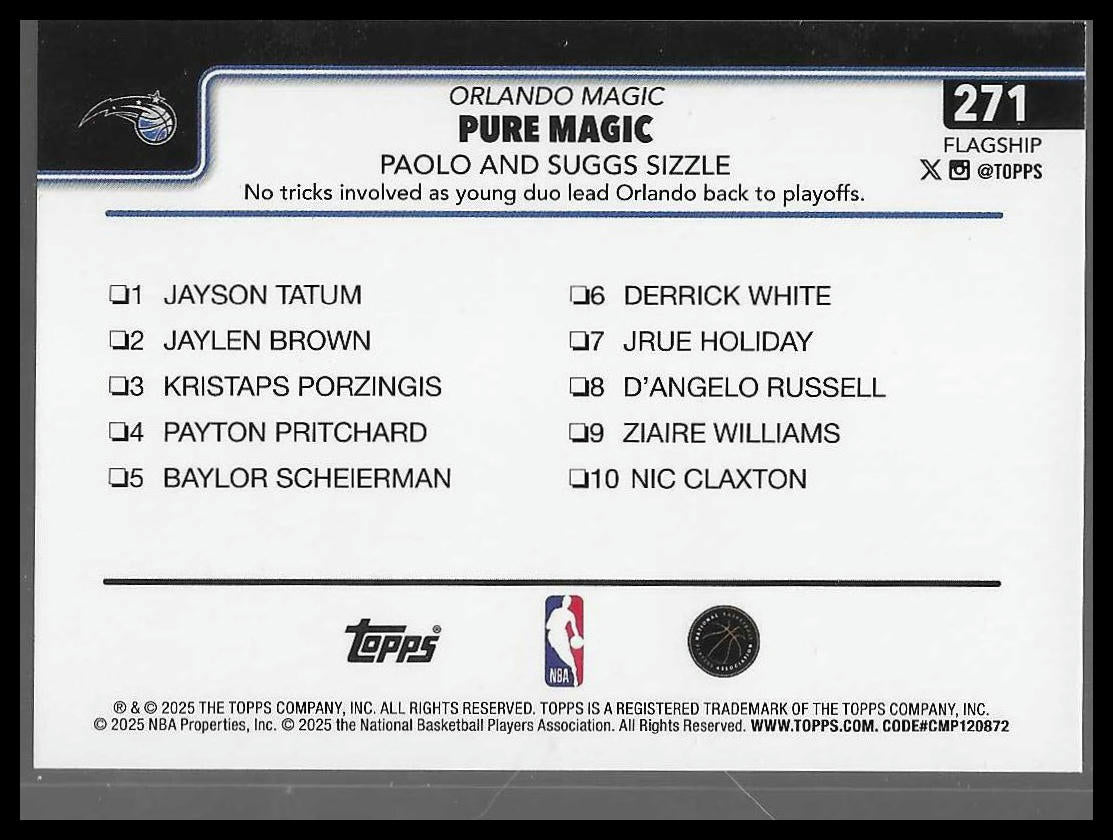 2025-2026 Topps Basketball Pure Magic Paolo And Suggs Pink Parallel