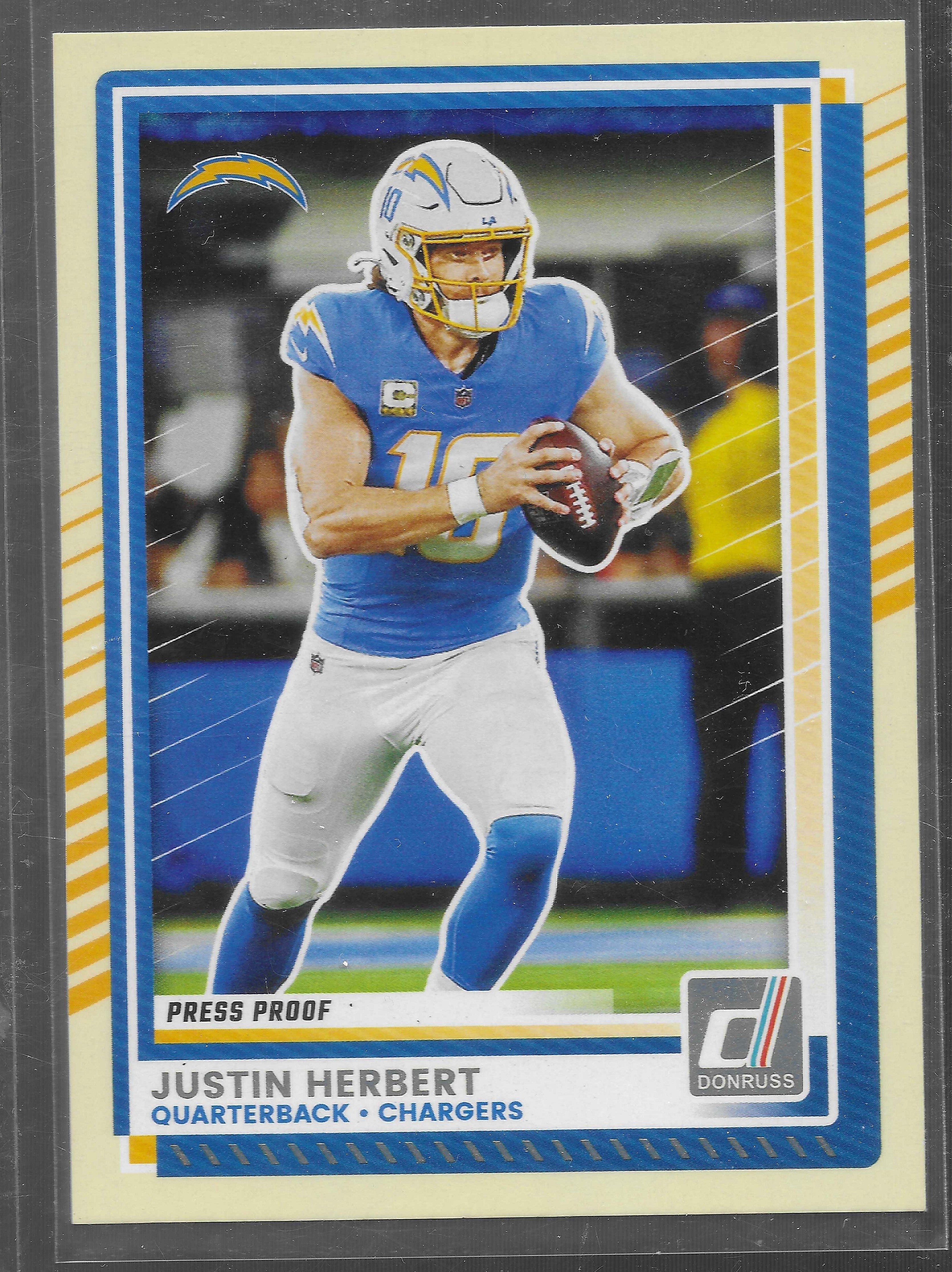 2025 Donruss #146 Justin Herbert Press Proofs Yellow Los Angeles Chargers