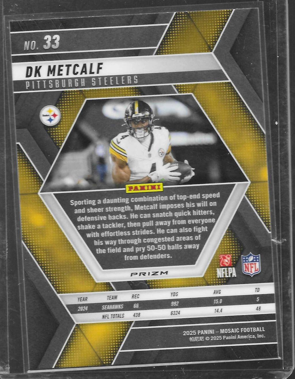 2025 Panini Mosaic #33 DK Metcalf Mosaic Pittsburgh Steelers
