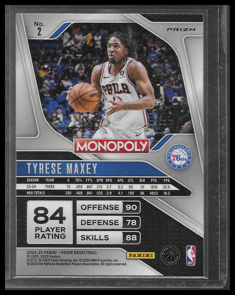 2024-25 Panini Prizm - Tyrese Maxey #2 Cracked Ice Monopoly Philadelphia