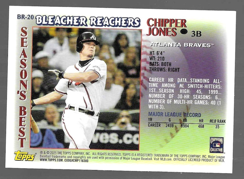 2025 Topps Update #BR-20 Chipper Jones Bleacher Reachers