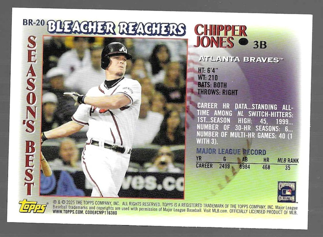 2025 Topps Update #BR-20 Chipper Jones Bleacher Reachers